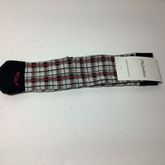 MeUndies Plaid Medium Supima Cotton Crew Socks NEW with tag - Picture 2 of 5